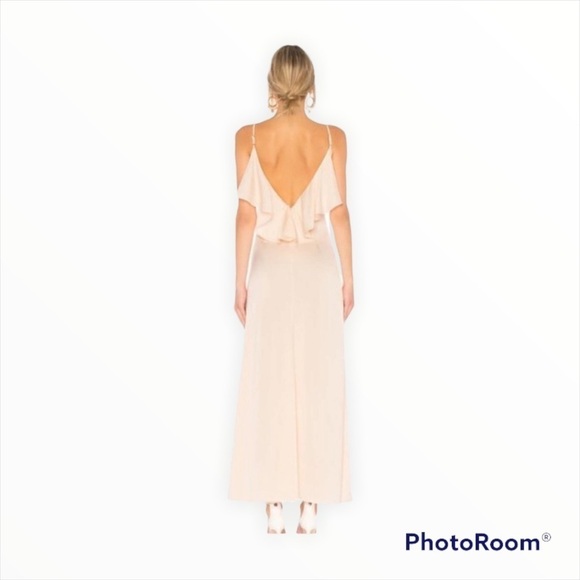 NWT LPA x REVOLVE Blush Pink Ruffle High Slit Maxi Dress Size Medium - Picture 3 of 8